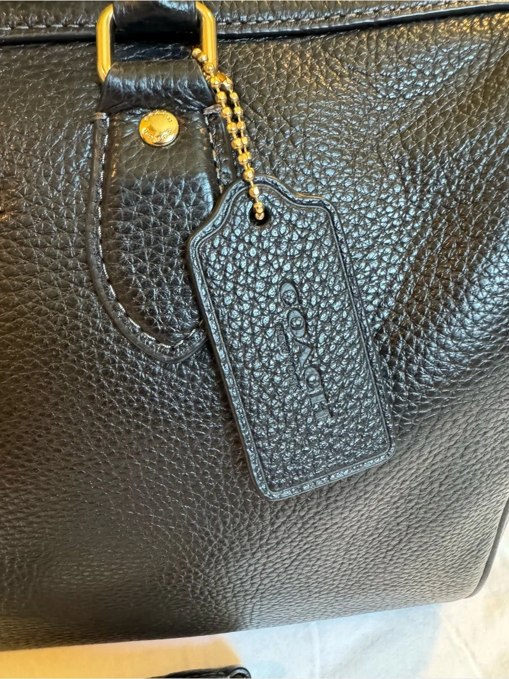 Coach Black Pebbled Leather Satchel with Gold Hardware